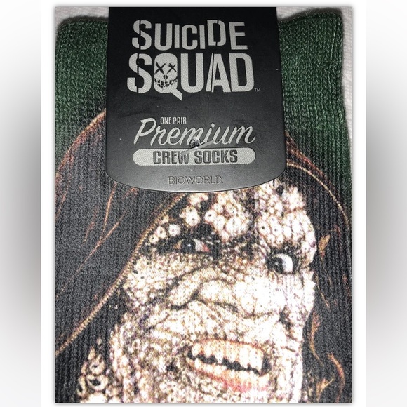 Suicide Squad Killer Croc Crew Socks 1 Pair Men 8-12 Green Black Sublimated DC - Picture 3 of 7